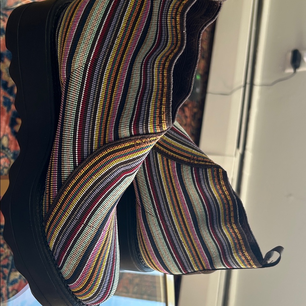 Striped Multicolor Ankle Boots